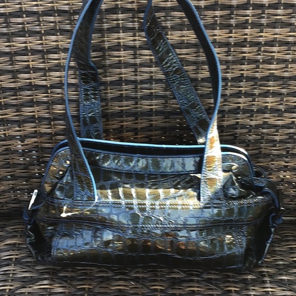 charlie Lapson Handbags - Charlie Lawson Blue croc like design leather bag